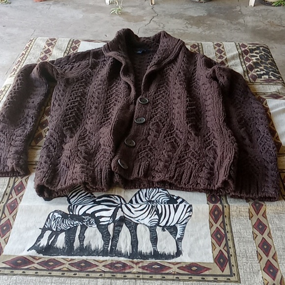 BROWN LAND'S END CARDIGAN - Picture 2 of 5